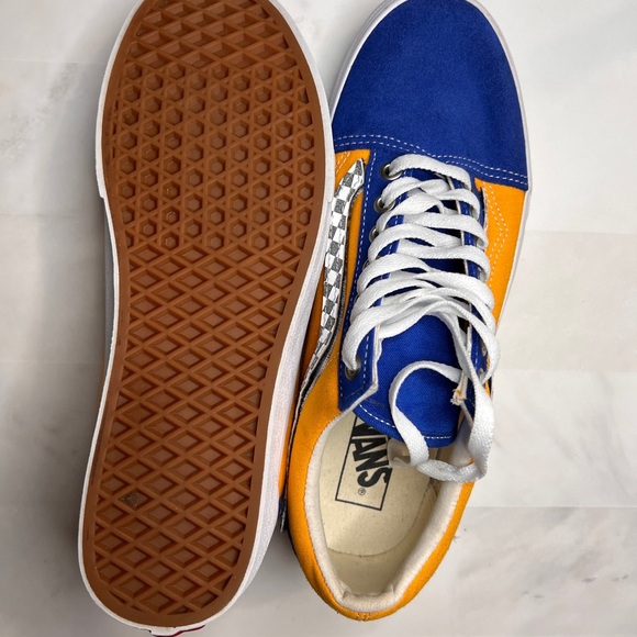 Vans Old School Low Velcro Checkerboard Blue Yellow - Picture 7 of 8